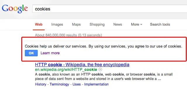 Google GDPR compliance cookie warning