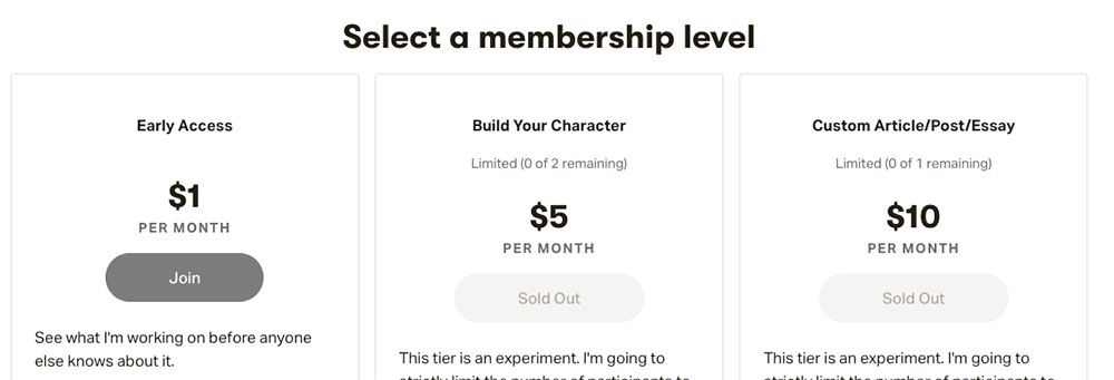 RPGbot membership tiers
