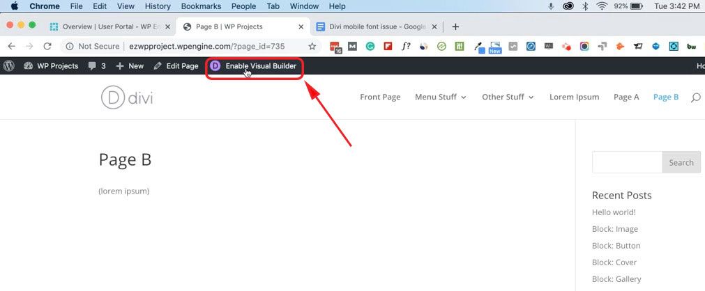 Enable Visual Builder