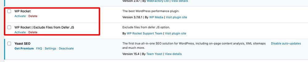 WPRocket is no longer necessary