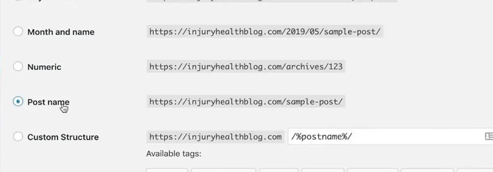 Changing wordpress URLs site-wide to post-name