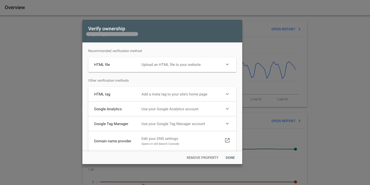 verify website in Google Search Console