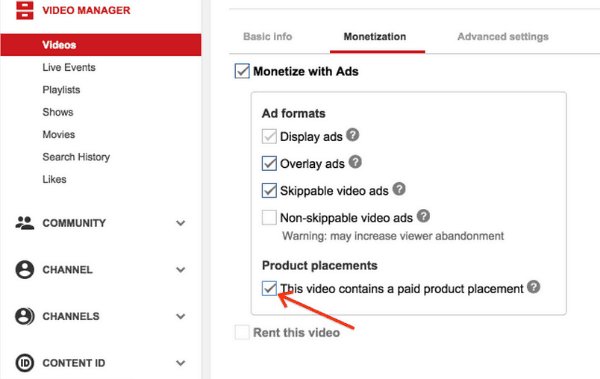 sponsored content on youtube