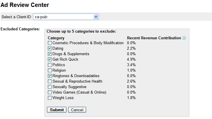 adsense ad filters
