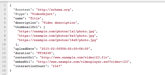 video markup data