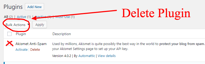 delete wordpress plugin for speed